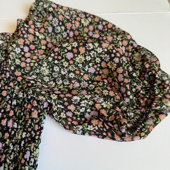 NEW Art Class Girls Black Floral Smocked Cut-Out Chiffon Dress - Picture 5 of 10